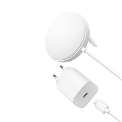 Belkin BoostCharge Pro Socle de recharge aimant&eacute; Qi2 avec Chargeur Secteur (Blanc)