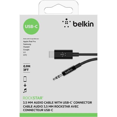 BELKIN  Rockstar Audio Usb-c M To Miniconector Stereo M 183cm Noir
