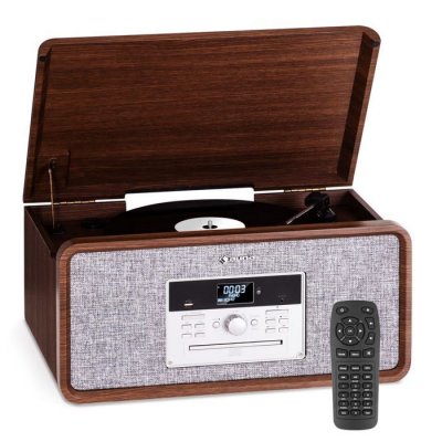 AUNA Bella ann - cha&icirc;ne hifi - platine vinyle - radio dab+/fm usb bluetooth - gris