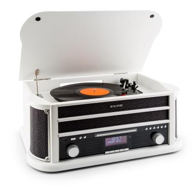 GENERIQUE Belle epoque 1908 dab cha&icirc;ne st&eacute;r&eacute;o r&eacute;tro platine vinyle dab+ bluetooth fm usb cd mp3 blanc