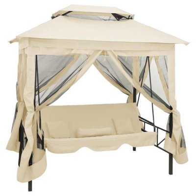 VIDAXL Belv&eacute;d&egrave;re convertible en balancelle Blanc cr&egrave;me  - Blanc cr&egrave;me