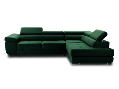 BESTMOBILIER  Canap&eacute; d'angle droit convertible 5 places PABLO - Velours Vert