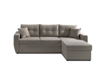Bestmobilier Canap&eacute; d'angle r&eacute;versible convertible 4 places ASTORIA - Velours Gris clair