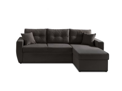 Bestmobilier Canap&eacute; d'angle r&eacute;versible convertible 4 places ASTORIA - Velours Gris fonc&eacute;