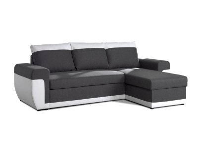 BESTMOBILIER  Canap&eacute; d'angle r&eacute;versible convertible 4 places MILAN - Simili/Tissu Blanc / Gris