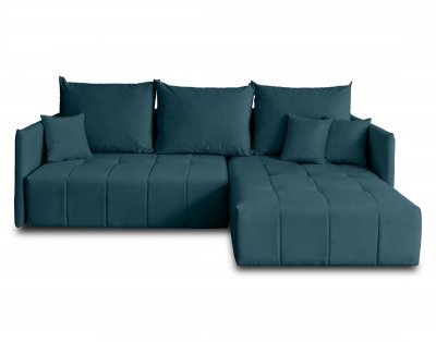 BESTMOBILIER  Canap&eacute; d'angle r&eacute;versible convertible 4 places - Velours Bleu canard