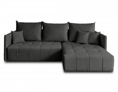 BESTMOBILIER  Canap&eacute; d'angle r&eacute;versible convertible 4 places - Velours Gris fonc&eacute;