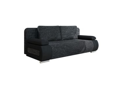 BESTMOBILIER  Canap&eacute; droit convertible 3 places ELIO - Tissu Noir / Gris