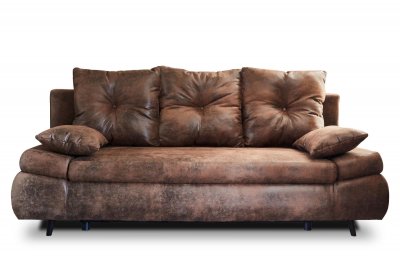 BESTMOBILIER  Canap&eacute; droit convertible 3 places LARSON - Tissu Marron