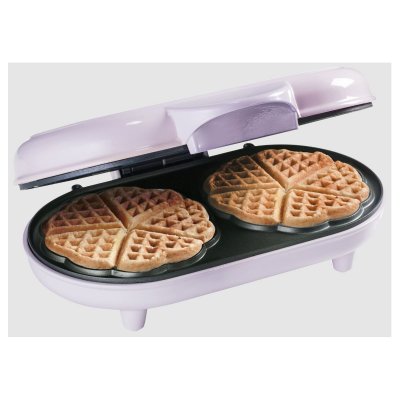 BESTRON  Gaufrier en forme de c&oelig;ur double ADWM1000P 1000 W Rose 