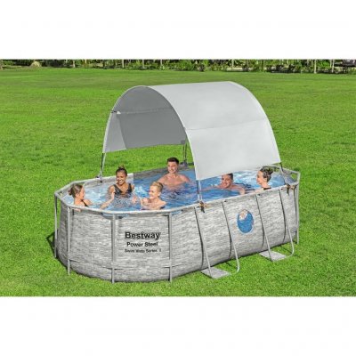 BESTWAY  Auvent de piscine hors sol Blanc