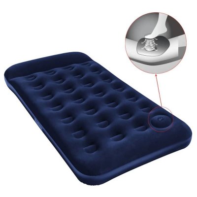 BESTWAY  lit gonflable floqu&eacute; avec pompe &agrave; pied int&eacute;gr&eacute;e 188x99x28 cm