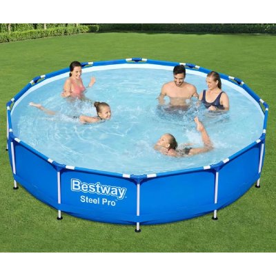 BESTWAY  Steel Pro Frame Piscine Ronde avec Pompe de Filtration Bleu 366 x 76 cm