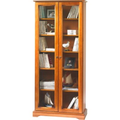 Biblioth&egrave;que 2 Portes Vitr&eacute;es Merisier 