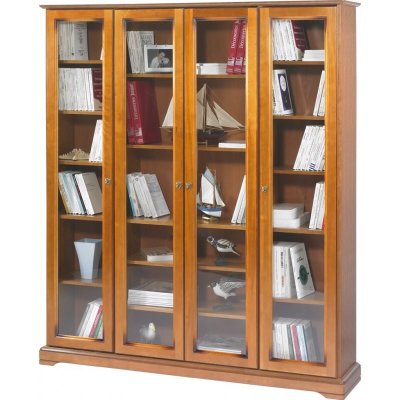 Biblioth&egrave;que 4 Portes Largeur 159 cm Merisier