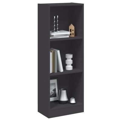 Biblioth&egrave;que &agrave; 3 niveaux gris 40x24x109 cm bois d ing&eacute;nierie 