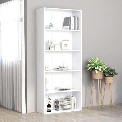 Biblioth&egrave;que &agrave; 5 niveaux Blanc 80x30x189 cm Bois d'ing&eacute;nierie