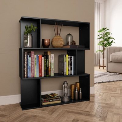 Biblioth&egrave;que/Cloison Noir 80x24x96 cm cm Bois d'ing&eacute;nierie