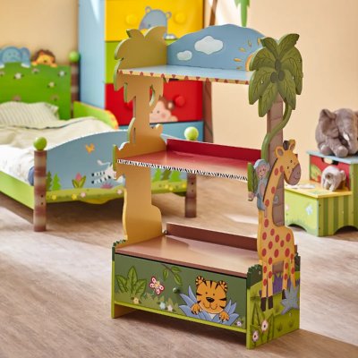TEAMSON KIDS Biblioth&egrave;que enfant sunny safari en bois pour rangement de livres jouets w-8268a