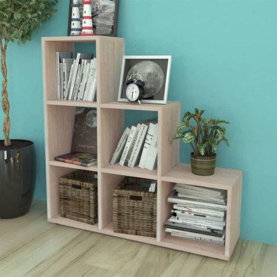 Biblioth&egrave;que/&eacute;tag&egrave;re case escalier bois - 107 cm - couleur de ch&ecirc;ne