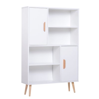Biblioth&egrave;que scandinave 4 niches et 2 placards blanc