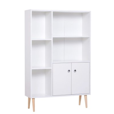 Biblioth&egrave;que scandinave 4 niches placard 2 portes