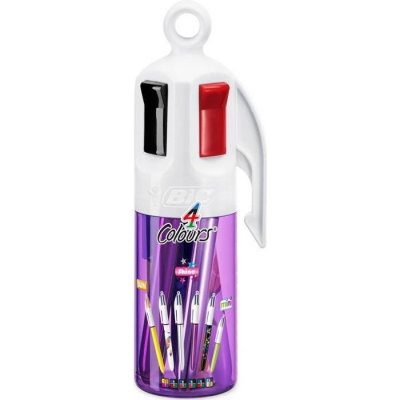 BIC  4 Couleurs Stylos-Bille R&eacute;tractables - Pot &agrave; Stylos Violet de 6