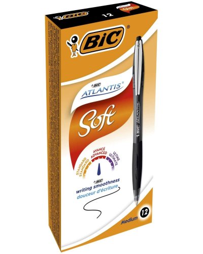 BIC  Atlantis Premium Stylo-Bille Bo&icirc;te de 12 Noir