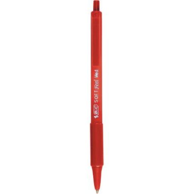 BIC  Stylo &agrave; bille r&eacute;tractable Soft Feel Clic grip, rouge