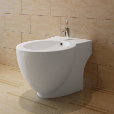 VIDAXL Bidet &agrave; poser au sol rond en c&eacute;ramique blanche Vida XL