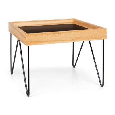 Big Lyon Table basse plateau MDF structure acier plaqu&eacute; bois de ch&ecirc;ne noir
