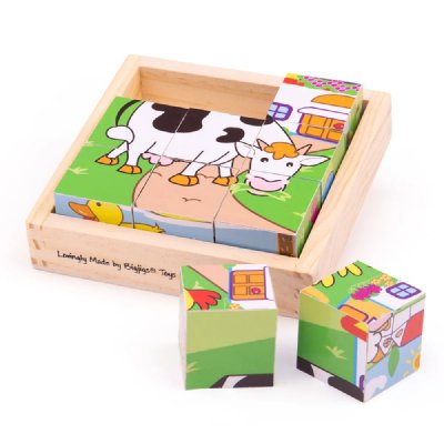 BIGJIGS TOYS Bigjigs - Bigjigs Puzzle bois 9 Cubes Animaux