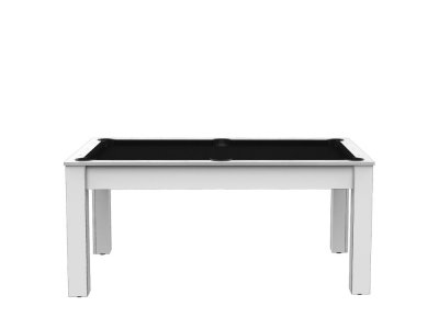  Billard convertable table 6 personnes Texas - Blanc laqu&eacute; et noir (tapis)