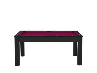  Billard Floride convertible en table &agrave; manger - 6 personnes - noir grain&eacute; tapis prune 