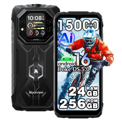BLACKVIEW  ROCK 1 - Smartphone incassable double &eacute;cran 656 24Go RAM + 256Go 15000mAh NFC Noir