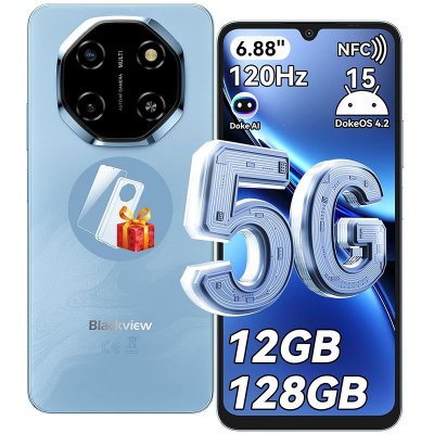 BLACKVIEW  SHARK 6 5G 6,88 pouces NFC Android 15 5G 8+16 Go/128 Go 120 Hz Smartphone 4GB+128GB bleu