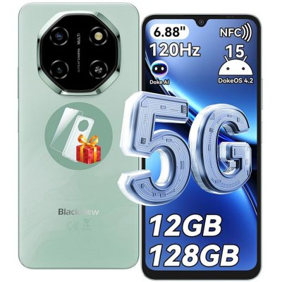 BLACKVIEW  SHARK 6 5G 6,88 pouces NFC Android 15 5G 8+16 Go/128 Go 120 Hz Smartphone 4GB+128GB vert