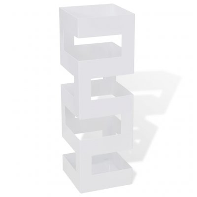 Blanc Carr&eacute; Porte-parapluie Stockage pour cannes b&acirc;tons Acier 48,5 cm