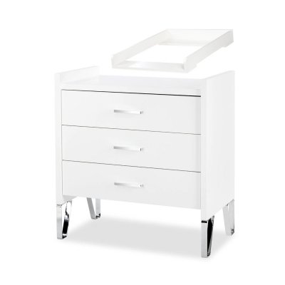  Blanka Commode Enfant Avec Pieds M&eacute;tal Et Plan &Agrave; Langer Amovible Blanc