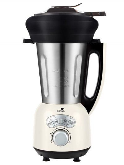 SENYA Blender chauffant Cook&Ice et son panier vapeur en silicone Coloris Cr&egrave;me
