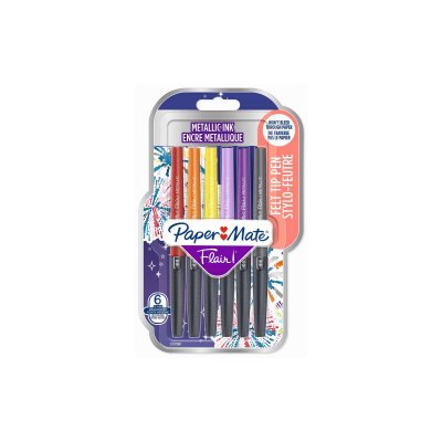PAPERMATE Blister 6 stylos feutres  Flair Metallic