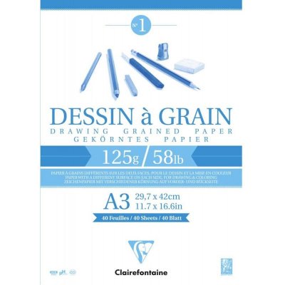 CLAIREFONTAINE Bloc Dessin A Grain Colle A3 - 125G - 40 Feuilles - 