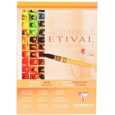 CLAIREFONTAINE Bloc Etival Aquarelle A5 - Grain Fin - 10 Feuilles - 