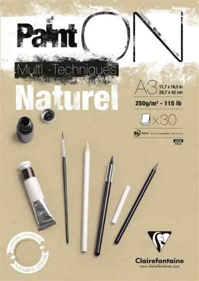 CLAIREFONTAINE Bloc multi-technique  Paint On A3 30 Feuilles 250 g Naturel