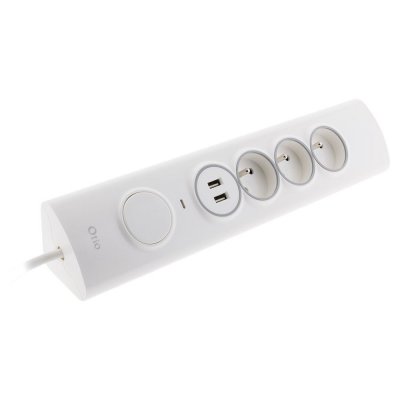 OTIO Bloc multiprise angle USB filaire compact, 4 prises blanc 