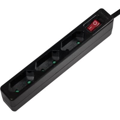  Bloc multiprise avec interrupteur LPS230B x3 noir fiche avec contour
