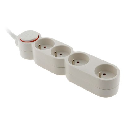 ZENITECH Bloc multiprise cube avec c&acirc;ble et interrupteur t&eacute;moin, 4 prises blanc 