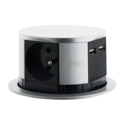 OTIO Bloc multiprise encastrable compact - 3 prises 16A 2P+T et 2x USB -