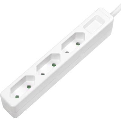 Bloc multiprise sans interrupteur LPS229 x3 blanc fiche avec contour