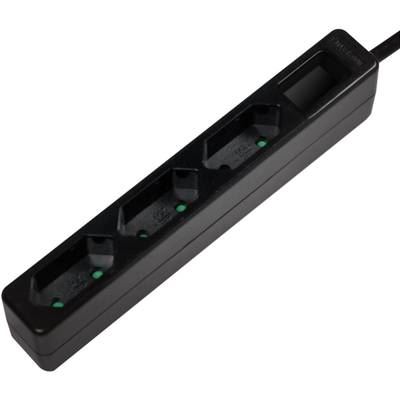  Bloc multiprise sans interrupteur LPS229B x3 noir fiche avec contour